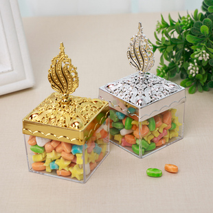 欧式透明塑料盒金银色镂空糖果盒子带盖电镀费列罗喜糖盒