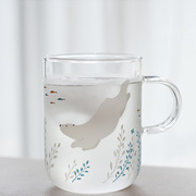 zakka杯子日式玻璃杯带把带盖耐热家用水杯创意，可爱简约透明茶杯