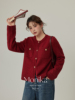 大码小香风红色毛衣，外套高级感亮丝气质，针织开衫上衣