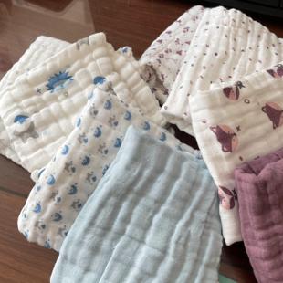 纯棉有机棉活性印染六层，纱布小宝宝，婴儿宝贝卡通口水巾小方巾手帕