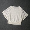 1539-垂顺 薄款蕾丝雪纺蝙蝠袖套头白衬衫