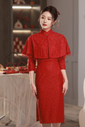 新娘红色旗袍敬酒服2024夏季便装回门小个子礼服新中式连衣裙