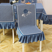 餐桌套装罩套一套桌布，餐桌布椅垫，防滑高档坐垫椅套长方形台布