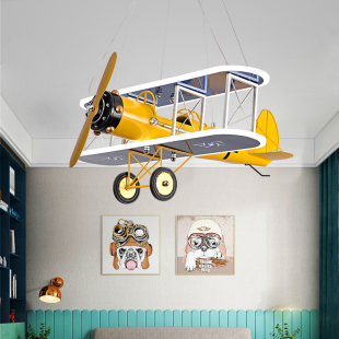 led飞机灯具男孩儿童卧室，房间灯个性创意简约卡通，现代北欧吊灯饰