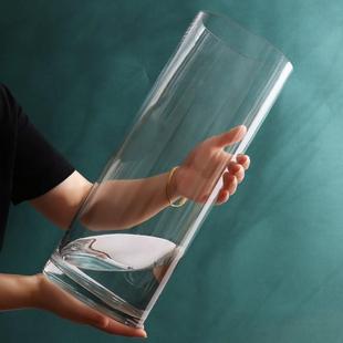富贵竹花瓶玻璃透明特大号落地直筒花瓶圆形鱼缸客厅餐桌插花摆件