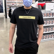 calvinkleinck男士夏季休闲百搭logo印花纯棉透气圆领短袖t恤