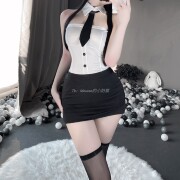 性感纯欲内衣牛奶丝连体抹胸，御姐秘书装cosplay制服黑丝包臀晴趣