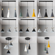 希维尔餐厅吊灯现代简约创意个性吧台铁艺三头灯饰，北欧风格灯具