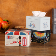 家用客厅创意铁质纸巾盒餐桌抽纸盒餐巾纸抽盒可爱卡通车载卷纸筒