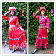 绣花民族服装松紧腰 傈僳族女款套装 普米族舞蹈服饰 舞台装