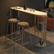 意式岩板吧台桌现代简约时尚家用隔断靠墙酒吧桌奶茶店高脚桌椅