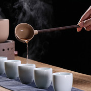 陶瓷分茶勺套装日式小煮茶器，长柄舀茶勺茶匙，茶勺实木茶勺茶铲家用