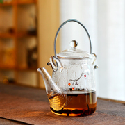 民国风手工耐热玻璃煮茶壶小号复古家用提梁壶可明火煮花茶养身壶