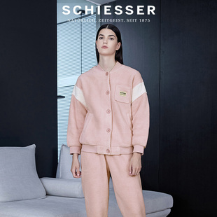 SCHIESSER舒雅女士暖绒绒羊羔绒棒球服加绒加厚家居服套装21875H