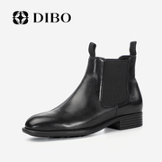 DIBO碲铂真皮平跟短靴女2023年秋季通勤百搭英伦风切尔西靴