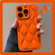 适用苹果15手机壳橙色波浪羽绒服iphone15promax14pro简约创意13小众15pro全包，14高级感12防摔11保护套
