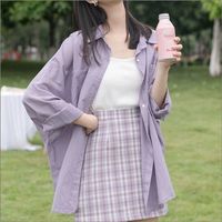 春秋薄款紫色，长袖防晒衣衬衫