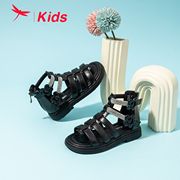 红蜻蜓女童鞋2024夏季水晶罗马凉鞋小女孩精致花朵软底沙滩鞋