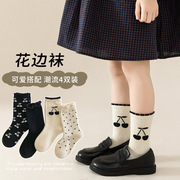 儿童女袜子纯棉短袜浅口女童，卡通水果韩版女孩学生宝宝运动中筒袜
