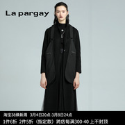 Lapargay纳帕佳2023秋冬女装黑色长袖休闲大码风衣双面尼外套