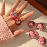 可爱蝴蝶结镶钻钟表戒指女小众独特设计感百搭气质趣味食指环戒表