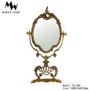 欧式复古铜镜仿古纯铜台式镜子摆件奢华梳妆台化妆镜家用装饰品