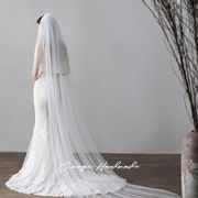 V615超长拖尾新娘结婚主头纱 简约白色双层户外仪式旅拍软纱素纱