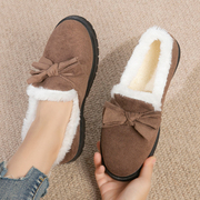 冬季老北京棉鞋女加绒加厚中老年妈妈鞋防滑保暖一脚蹬豆豆鞋
