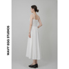 WAVY EGG波浪蛋吊带连衣裙女春季收腰显瘦百搭减龄白色长裙子
