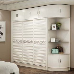 板式多层实木衣柜现代简约卧室，整体大衣橱移门，推拉门百叶门储物柜