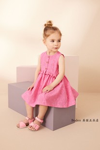 next女童连衣裙2024夏季粉色，荷叶摆纯棉儿童，背心裙3月-8岁