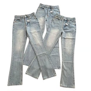 Cleanfit冰蓝vintage517风格牛仔裤水洗微喇修身直筒水洗牛仔长裤