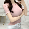 2021韩国东大门女装夏季新修身性感短袖T恤圆领弹力百搭女生上衣