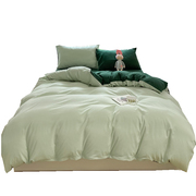纯色床单四件套豆绿学生宿舍被套1.5米床笠款裸睡床品4被罩三件套
