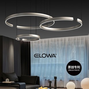 现代极简客厅环形吊灯餐厅，c形大气高端简约意式轻奢圆环灯具
