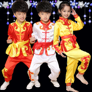 儿童武术服装中国风功夫表演服打鼓腰鼓，舞龙舞狮幼儿小学生练功服