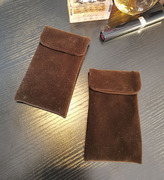 出口欧美棕色绒面高档收纳包小巧随身便携数码收纳包耳机包首饰包