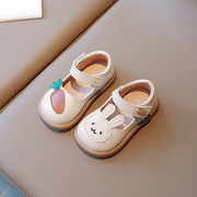 女童小皮鞋2024春秋儿童，防滑公主鞋女宝宝软底，单鞋小兔学步鞋