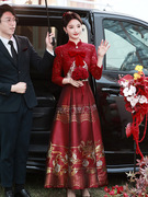 马面裙敬酒服2023改良新中式结婚礼服套装女订婚宴连衣裙长袖