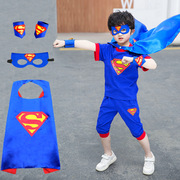 超人衣服儿童纯棉套装幼儿园男童，cos动漫表演服装夏季童装演出服