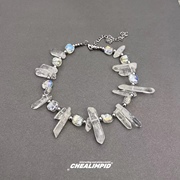 chealimpid.冰柱不规则天然石水晶(石水晶)项链男女原创小众设计夸张颈链