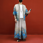 夏季中国风道袍男装，国潮改良汉服套装中式复古唐装，薄款开衫外套