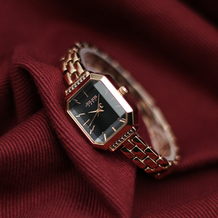 聚利时韩版时尚钢带手表女时尚OL气质方形小表盘防水女表
