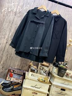 港风设计款黑色两款韩版宽松OL衬衫天蝎格格家原单女装大码