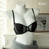 Kbra法式前扣文胸性感透明网纱鱼骨美背内衣女软钢圈上托胸罩套装