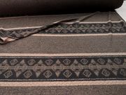 高含羊毛面料秋冬民族风情，咖啡黑白色横条菱形，条纹色织毛料布料