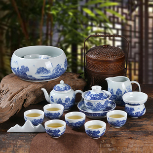 景德镇陶瓷功夫茶具高档家用青花瓷套装办公茶壶茶杯盖碗茶具