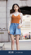 韩国sp-68蓝色牛仔短裤夏款显瘦时尚老爹sp68薄款打底裤女