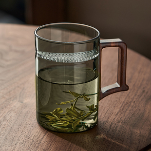 茶杯男士绿茶杯专用茶水分离泡茶杯过滤月牙，杯玻璃水杯子办公室