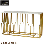 Ginza Console银座玄关桌/轻奢不锈钢镀金大理石玄关台简约高脚架